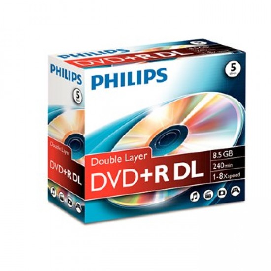 DVD+R Dual Layer Philips 8.5GB 8X Jewell Case 5