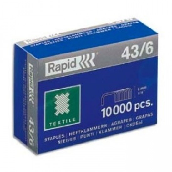 Agrafos 43/6 Textil Rapid Cx10000