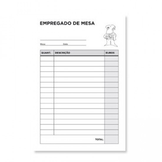 Blocos Impressos-Empregado de Mesa- 105X155 c/ Duplicado