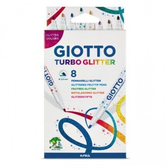 Marcador Feltro Giotto Turbo (Glitter) 8 Cores