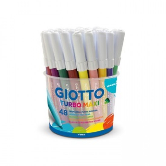 Marcador Feltro Giotto Turbo Maxi (Copo) 48Unid (4X12 Cores)