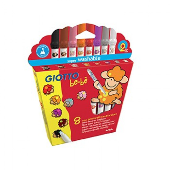 Super Marcador Feltro Giotto Be-Be muda de cor 8unid