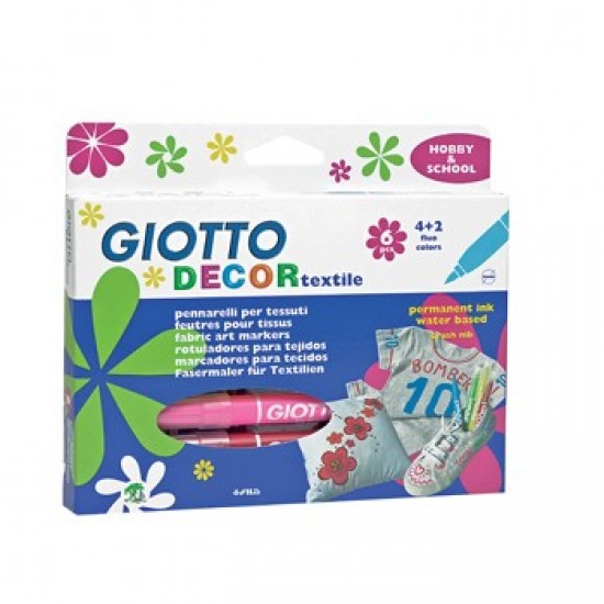Marcador Tecidos Giotto Decor Cores Sortidas - 6un