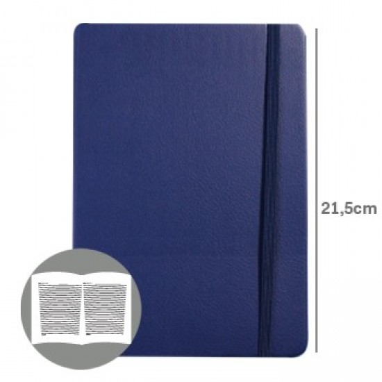Bloco Notas Pautado 21,5x14,5cm Semi Pele Azul 116 Flh