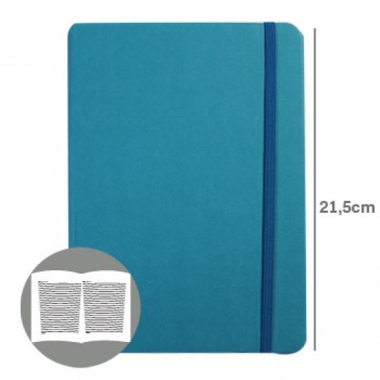 Bloco Notas Pautado 21,5x14,5cm Semi Pele Azul Turquesa 1