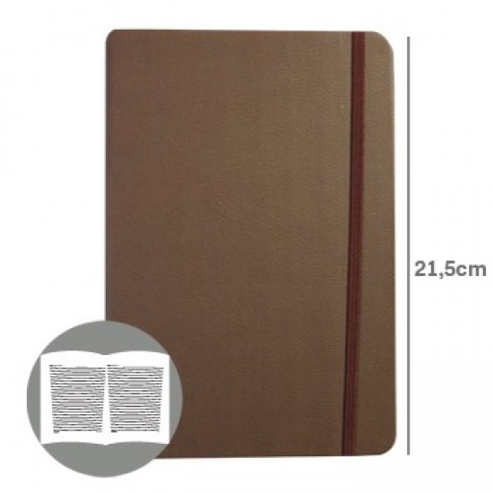 Bloco Notas Pautado 21,5x14,5cm Semi Pele Castanho 116 Fo