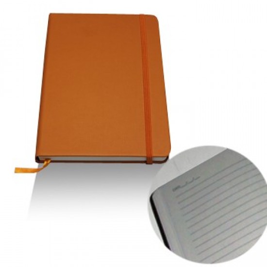 Bloco Notas Pautado 21,5x14,5cm Semi Pele Laranja 116 Fol