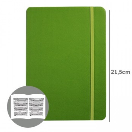 Bloco Notas Pautado 21,5x14,5cm Semi Pele Verde 116 Folha