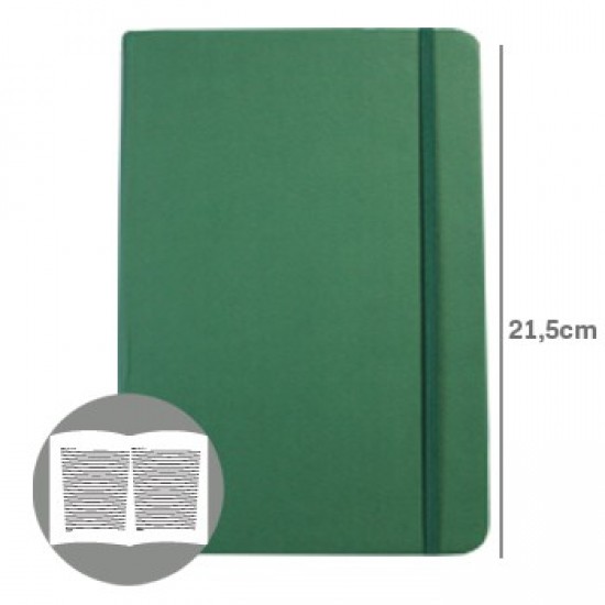Bloco Notas Pautado 21,5x14,5cm Semi Pele Verde Esmeralda
