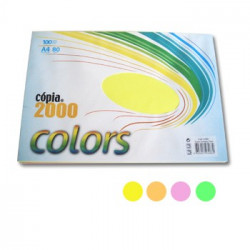 Papel Fotocopia A4 80gr Resma 100Fls c/4 Cores Fluorescentes