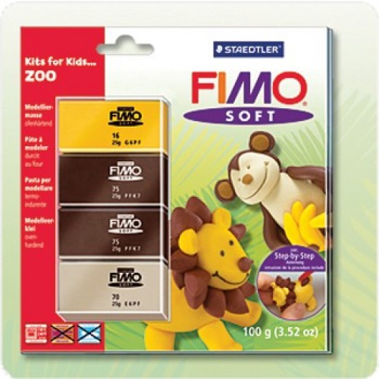 Kit Modelagem FIMO Soft para Criancas (Jardim Zoologico)