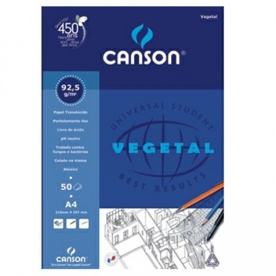 Papel Vegetal Canson A4 90gr 50 Folhas