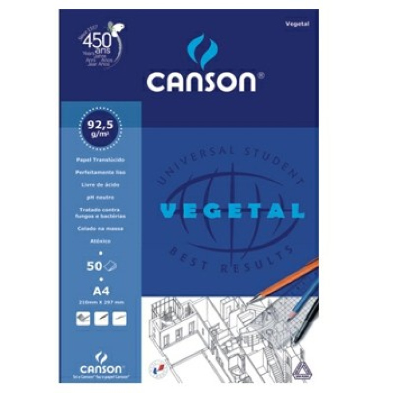 Papel Vegetal Canson A4 90gr 50 Folhas