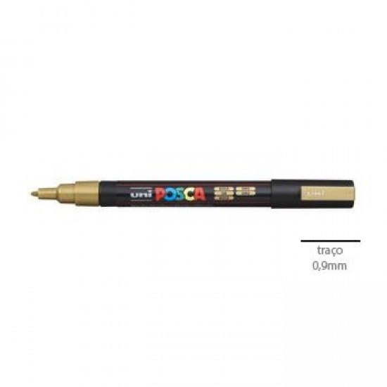 Marcador Uniball Posca PC3M 0,9mm Ouro -1un