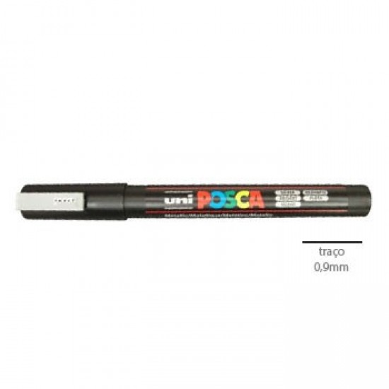 Marcador Uniball Posca PC3M 0,9mm Prata -1un