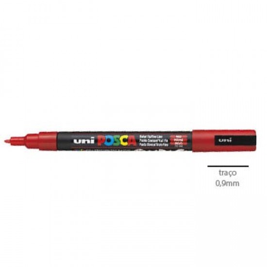 Marcador Uniball Posca PC3M 0,9mm Vermelho -1un