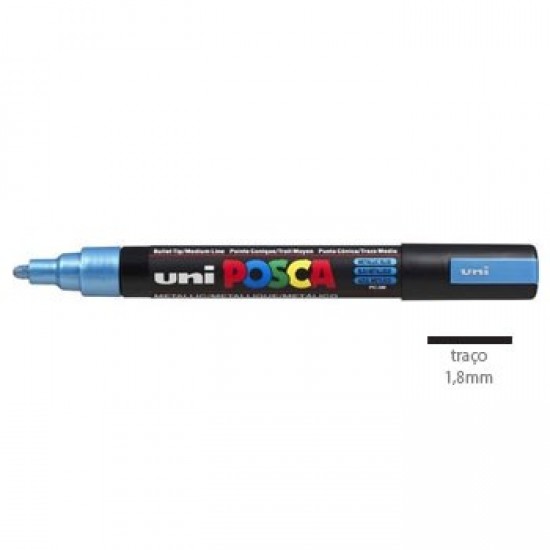 Marcador Uniball Posca PC5M 1,8mm Azul Metalico -1un