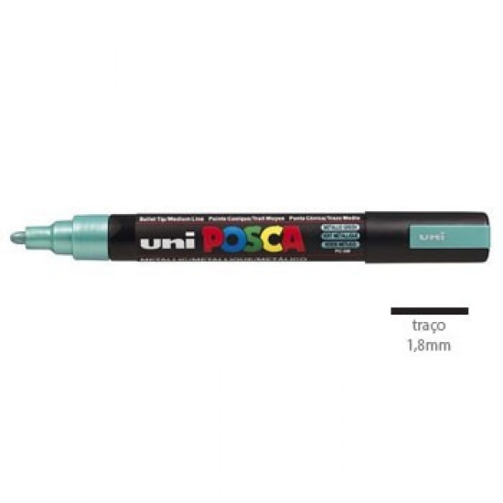 Marcador Uniball Posca PC5M 1,8mm Verde Metalico-1un