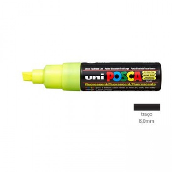 Marcador Uniball Posca PC8K 8,0mm Amarelo Fluorescente -1un