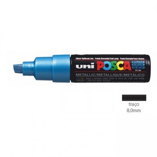 Marcador Uniball Posca PC8K 8,0mm Azul Metalico -1un