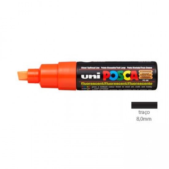 Marcador Uniball Posca PC8K 8,0mm Laranja Fluorescente -1un