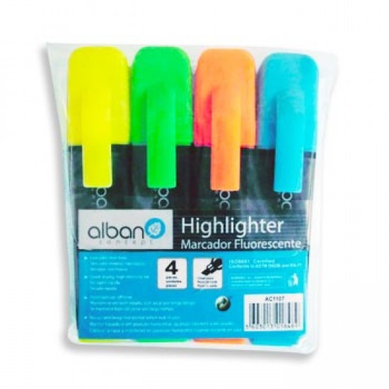 Marcador Fluorescente 1107 Bolsa 4 Cores