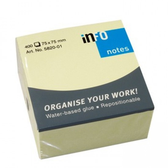 Bloco (Cubo) Adesivo Amarelo 75x75mm 400 Folhas