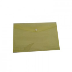 Bolsa Plastico A4 com 1 Botao Transparente Amarelo