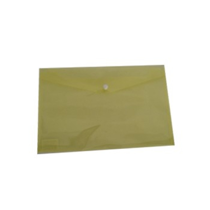 Bolsa Plastico A4 com 1 Botao Transparente Amarelo