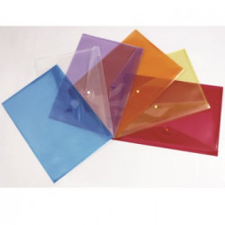 Envelopes PP A6 Transp. Fecho Botao Cores Sortidas Pack 5un