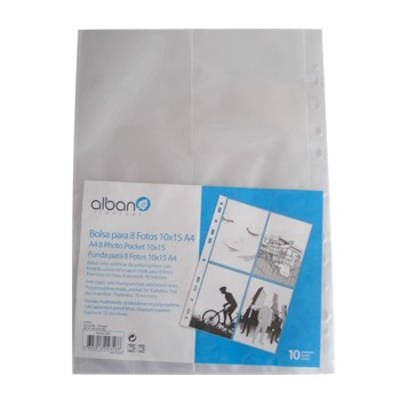 Bolsa PP para Postais/Fotos 4 Divisoes 10x15 Pack 10