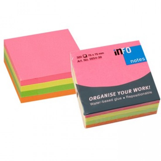 Bloco (Cubo) Adesivo Neon 75x75mm 320Folhas