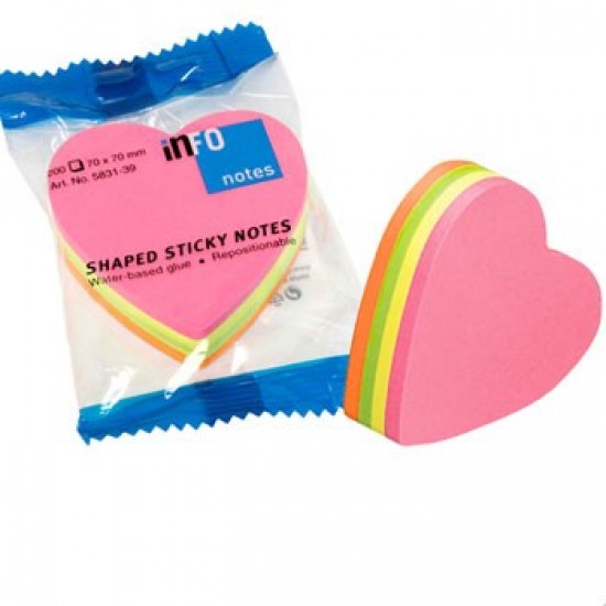 Bloco Adesivo Motivo Coracao 70x70mm 200Folhas