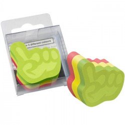 Bloco Adesivo Motivo Mao 50x50mm 3 Cores 225 Folhas