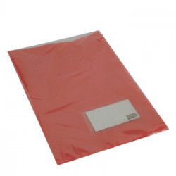 Pasta Plastico Liso c/Bolsa e Visor em Pvc A4 Vermelho