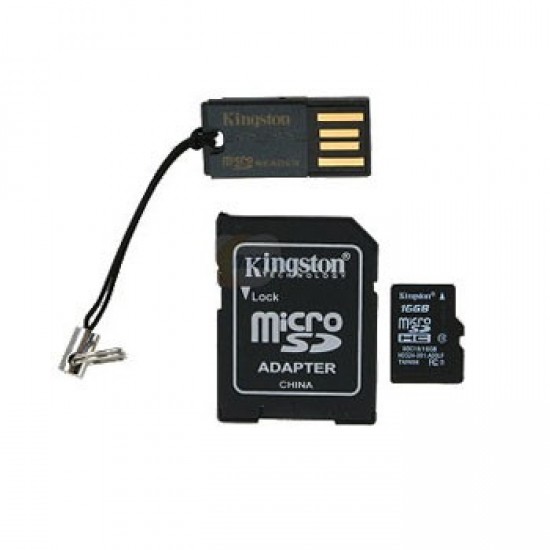 Cartao Memoria 16Gb Kingston Micro SDHC c/ 2 adaptadores